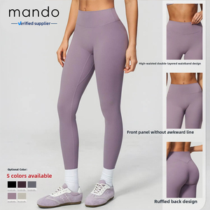 <span class=keywords><strong>กางเกง</strong></span>เลกกิ้งผ้าพรีเมียม รุ่น V Contour Ruched Back Butt Sculpt สำหรับผู้หญิง เนื้อผ้านุ่ม 70% ไนลอน 30% สแปนเด็กซ์ สีเทาอมฟ้าใหม่ - Product Image 3