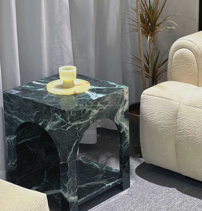 Italian Verde Alpi Marble Side Table Natural Marble Furniture Green ...