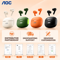 Écouteurs Bluetooth 6.0 TWS portables AOC avec réduction de bruit ANC, écouteurs stéréo sans fil, charge Type-C, cadeau pour la vente en gros