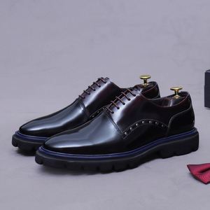 Chaussures habillées de luxe originales pour hommes en cuir véritable, pour mariage, bureau, soirée, avec semelle intérieure amovible, respirantes et confortables, bout carré - Product Image 4