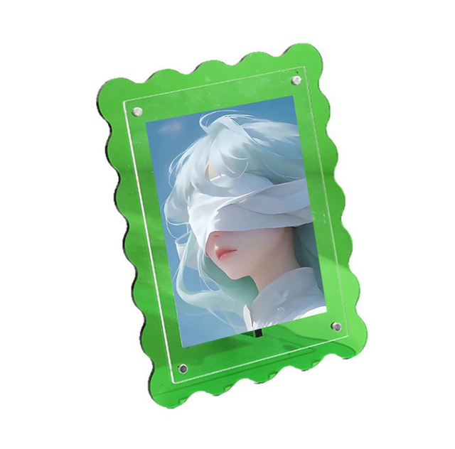 White Wave Acrylic Modern Eco-Friendly Photo Frame Stand Transparent Magnetic Decorative Frame for and Postcard Display