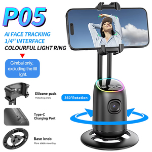 X P05 AI ไม้กันสั่นติดตามใบหน้า หมุนได้ 360 องศา รองรับ Cold Shoe สองช่อง ควบคุมด้วยท่าทาง ไม่ต้องใช้แอป ช่องเกลียว 1/4 นิ้ว สำหรับยึดโทรศัพท์ - Product Image 1