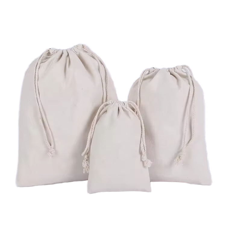High quality portable shopping custom logo printed organic cotton drawstring jewelry pouch bag