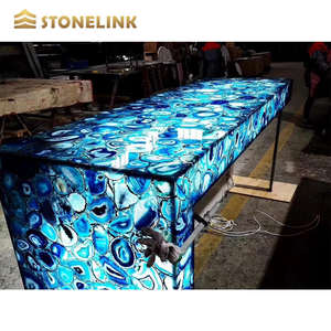 Pierre précieuse translucide Semi-précieuse, marbre bleu aventurine de luxe personnalisé pour le sol de la salle de bain et la décoration de la baignoire - Product Image 6