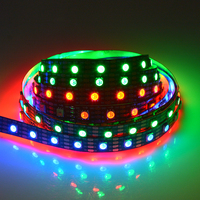 CE RoHS FCC PSE certifié 60LED/m HD107S /APA102 numérique RVB LED bande flexible couleur noire PCB adressable bande lumineuse
