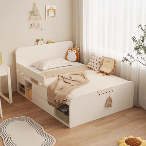 Letto singolo per bambini in legno bianco di grandi dimensioni con contenitore - Product Image 4