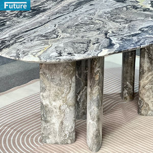 Prix d'usine bas quantité minimale de commande OEM pierre de marbre naturel Vinice Brown pour Villa Table à manger avec dessus ovale et pied de design moderne - Product Image 4