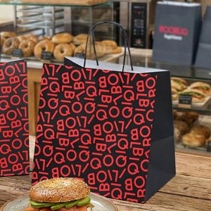 Bolsas de Papel Kraft Ecológicas Desechables con Logotipo Personalizado para Uso Comercial en Panaderías, para Empacar Alimentos en Pastelerías y Tiendas de Postres - Product Image 3