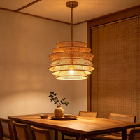 Décoration intérieure, lampe suspendue en rotin faite à la main à plusieurs niveaux, hauteur réglable, luminaire suspendu tissé