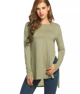 Offre Spéciale T-<span class=keywords><strong>shirt</strong></span> à manches longues pour femmes Design décontracté élégant avec décoration brodée Teint uni de haute qualité - Product Image 3