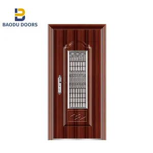 Keamanan Pintu Masuk Baja Eksterior Harga Terbaik Eropa dengan Strip Aluminium Pintu Masuk Utama Pintu Lain untuk Rumah