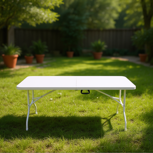 DB Mesa plegable portátil de 6 pies con soporte de alta carga de Metal y plástico para patio, Camping, Picnics, fiestas, Color blanco - Product Image 2