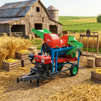 Machine à décortiquer le maïs, le riz et le blé multifonctionnelle avec moteur diesel de 8 ch, haute productivité pour la récolte des céréales