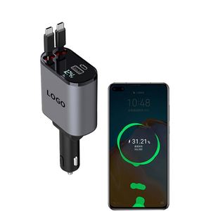 2025 Fast <b>Charging</b> Car Charger Portable Retractable <b>Cable</b> <b>Type</b> <b>C</b> Mobile Car Charger for Phone - Product Image 1