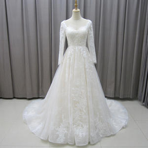 Jancember MZ0015 elegante manga larga encaje tela boda vestidos de novia para las mujeres - Product Image 1