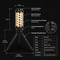 Mini lanterne de camping LED avec trépied, 1W 5V, rechargeable par USB, gradation progressive, lampe suspendue pour tente, lampe de table extérieure, CE OEM