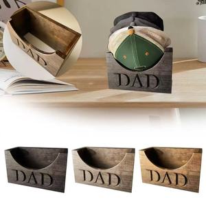 Wooden <b>Hat</b> Rack Dad Gift Solid Wood Desktop Storage <b>Box</b> For Baseball Cap Display Organizer Rectangle Shape Tabletop Mount - Product Image 5