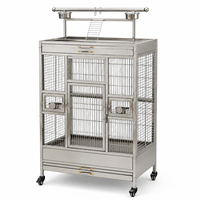 Cage à oiseaux robuste de grande taille avec support de jeu supérieur en acier inoxydable pour perroquets gris africains et ara