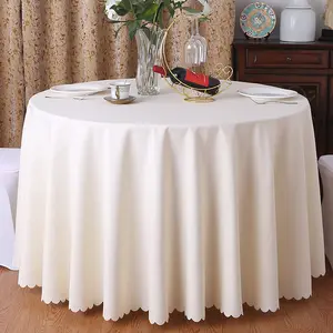 Taplak meja makan Hotel bundar krem pesta acara perjamuan kain meja makan kustom