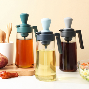 Dispenser di Olio in Vetro Trasparente GREENSIDE con Testina in Silicone Integrata per Cucina, per Salsa di Soia e Aceto - Product Image 1