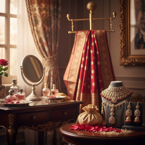 Ensemble de mariage plaqué or Kundan avec pierre et perles Meenakari 10581366GR Ensemble de bijoux fins exquis pour les mariées - Product Image 3