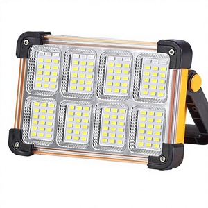 Lampe de travail solaire rechargeable 120W, 144 LED, projecteur portable sur pied, étanche IP44, 4 modes d'éclairage pour chantier - Product Image 1