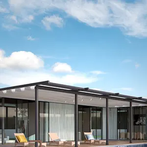 Toldo plegable de aluminio para terraza, Gazebo bioclimático, impermeable, para exteriores, con techo plegable