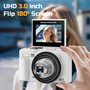 Appareils photo numériques 5K pour la photographie, caméra Vlog 80MP 180° °   Caméra de streaming avec écran rotatif, zoom optique 12x, WiFi, mise au point automatique - Product Image 2