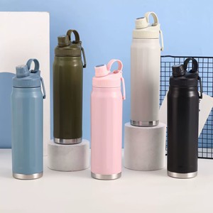 Botella de Agua Deportiva Aislada de 800 ml con Asa, Termo de Acero Inoxidable de 27 oz, Botella para Beber a Prueba de Fugas para Senderismo - Product Image 2
