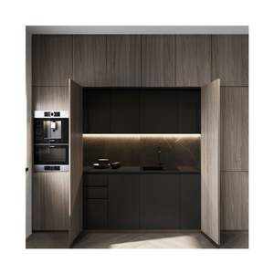 Gabinete de Cocina Moderno de Lujo en Gris con Cierre Suave, Incluye Grifo, Diseño Oculto Lacado Mate, Encimera de Laminado, Material de Mármol - Product Image 1