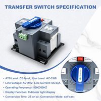 Commutateur de transfert automatique intelligent 2 pôles pour double alimentation, inverseur de source monophasé, contrôleur ATS
