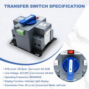 Interruptor de Transferencia Automático Inteligente de 2 Polos, Conmutador de Doble Alimentación, Interruptor de Alimentación Monofásico, Controlador ATS - Product Image 3