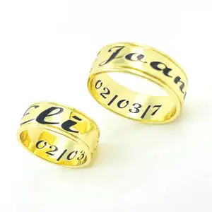 JX283-anillo con nombre personalizado para hombre y mujer, anillo con inicial de cumpleaños, regalo de boda y compromiso, joyería personalizada