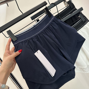 <span class=keywords><strong>Pantalones</strong></span> Cortos Deportivos de Cintura Alta de Nailon y Spandex con Cinta de Letras, de Secado Rápido, para Yoga, Fitness, Correr al Aire Libre, Anti-luz, Tipo Aloe - Product Image 5
