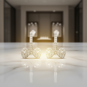 Orecchini a Perno di Lusso con Fiocco in Argento 925 e Cristalli, Gioielli da Sposa per Donne - Product Image 2