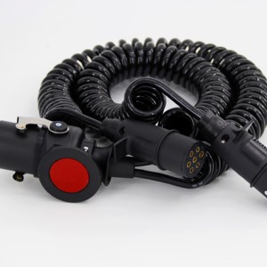 New 7-Way Coiled Cable for Truck Trailers Seven Core <b>Electrical</b> <b>Wire</b> with Spring Guard and Connector - Product Image 1
