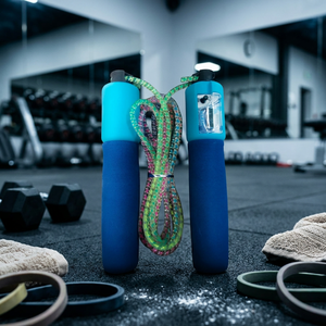 JRMS INDUSTRIES Corde à sauter réglable en PVC avec poignée en mousse et compteur, longueur 3m, légère (<1kg), durable pour la maison, la salle de sport et le fitness - Product Image 1