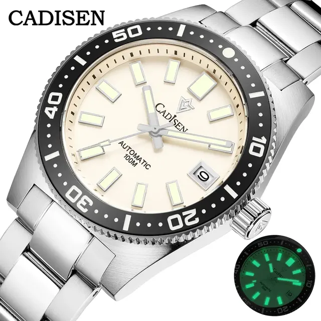 CADISEN New 38mm Diver Mens Watch Japan 8215 Automatic Mechanical Sapphire Glass Date Luminous 200M Waterproof Wrist Watch Men
