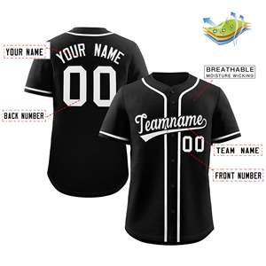 Camiseta de Béisbol Clásica Personalizada en Blanco y Negro, Estilo Auténtico - Product Image 2
