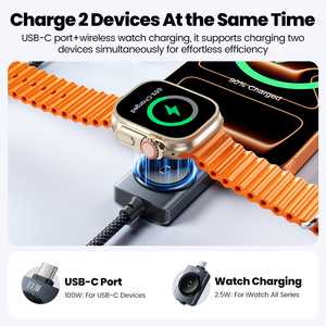Cable Magnético Trenzado 2 en 1 Tipo C Toocki de 100W para Reloj, <span class=keywords><strong>Carga</strong></span> Rápida y Sincronización de Datos para iPhone 17/16/15 y para iWatch 1-9 <span class=keywords><strong>SE</strong></span> - Product Image 2
