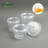 Herbruikbare, BPA-vrije, transparante PP plastic bakjes voor salade, fruit, soep, etc. met deksel en tamperproof sluiting.