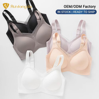 Soutien-gorge sans fil sans couture pour femme, couvrance totale, bonnets semi-fixés, bordure collée haute élasticité, effet liftant en gel souple, vente en gros usine