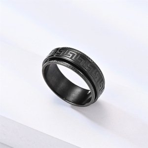 Anelli Vintage Trendy in Acciaio Inossidabile con Design Girevole e Inciso, Anello Placcato Oro di Alta Qualità per Anniversari - Product Image 6
