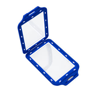 <span class=keywords><strong>Porte</strong></span>-badge en <span class=keywords><strong>PVC</strong></span> transparent double face Étui en plastique noir rigide avec clip pour cartes de crédit de bureau Exposition ou laissez-passer - Product Image 1