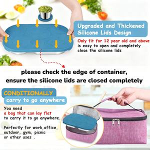 New design stainless steel children's leak-proof <b>lunch</b> box with silicone lid food container silicone <b>lunch</b> box luxury bento box - Product Image 3