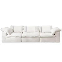 Canapé nuage compressible moderne, tissu blanc, design modulaire pour usage domestique