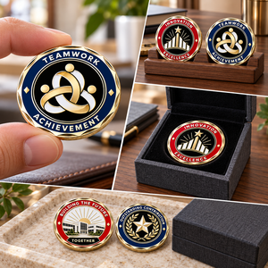 Monedas Conmemorativas de Aleación de Zinc Bañadas en Oro, Insignias de Reconocimiento Corporativo de Esmalte Duro para Trabajo en Equipo e Innovación OEM ODM - Product Image 2