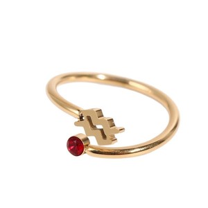 Anillo de Acero Inoxidable con Zirconia y Baño de Oro de 18K, Joyería de Moda para <span class=keywords><strong>Mujer</strong></span>, Piedra de Nacimiento del Zodiaco - Product Image 2