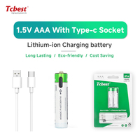 Baterai Lithium AAA 1.5V Isi Ulang Tipe C 600mAh 1200 Siklus untuk Mouse Keyboard Jam