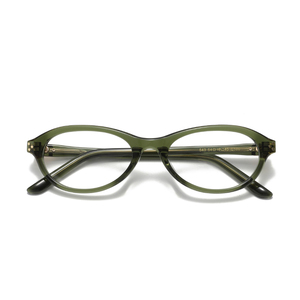 Gafas de ojo de gato con montura completa de acetato verde sólido, anti-UV, para adultos, unisex, forma ovalada, corrección de la visión - Product Image 5